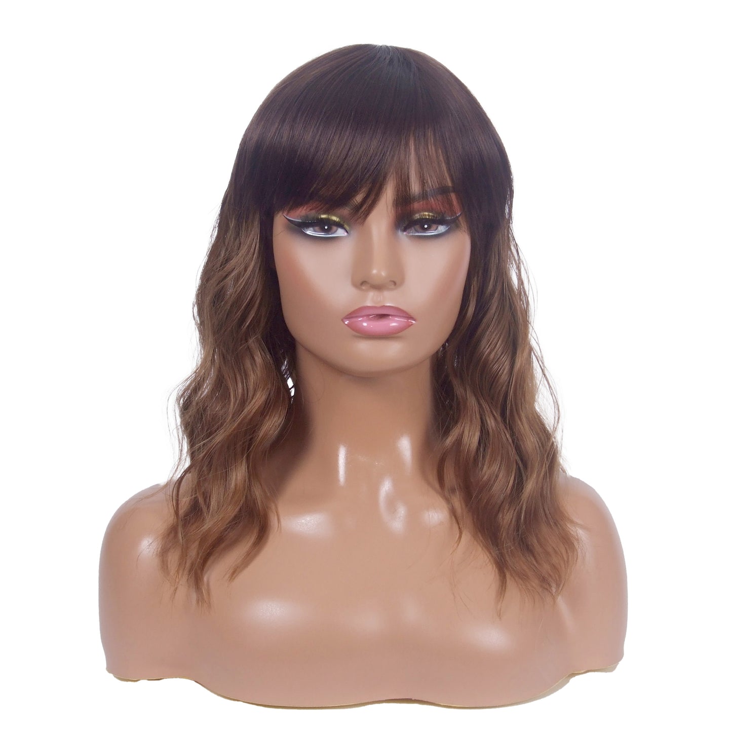 LINGDORA Brown Wigs for Women Short Wig with Bangs