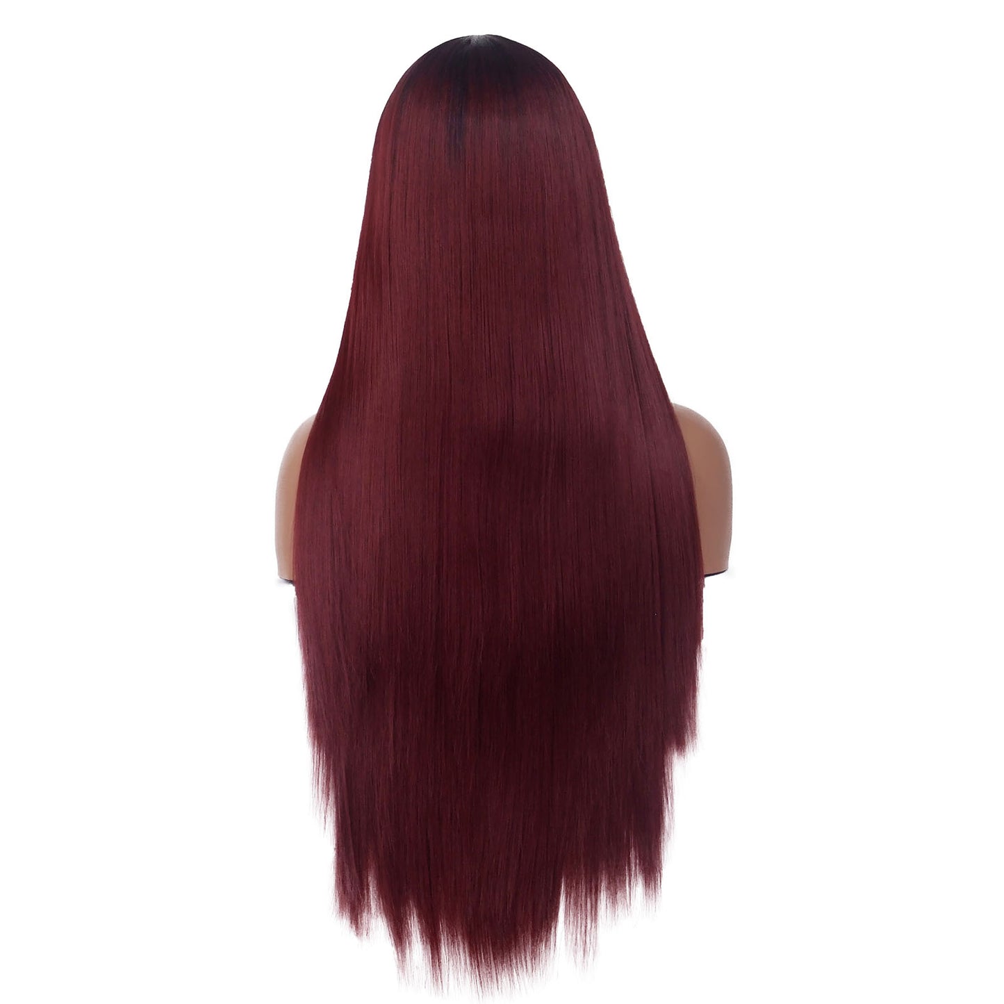 LINGDORA Long Straight Wine Red Wig Synthetic Hair
