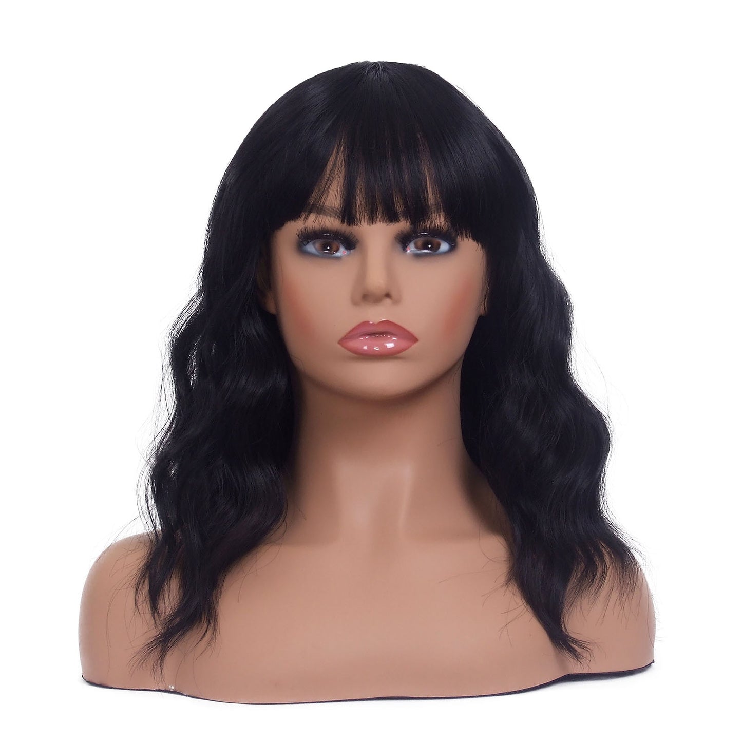 LINGDORA Black Short Curly Wigs Synthetic Hair