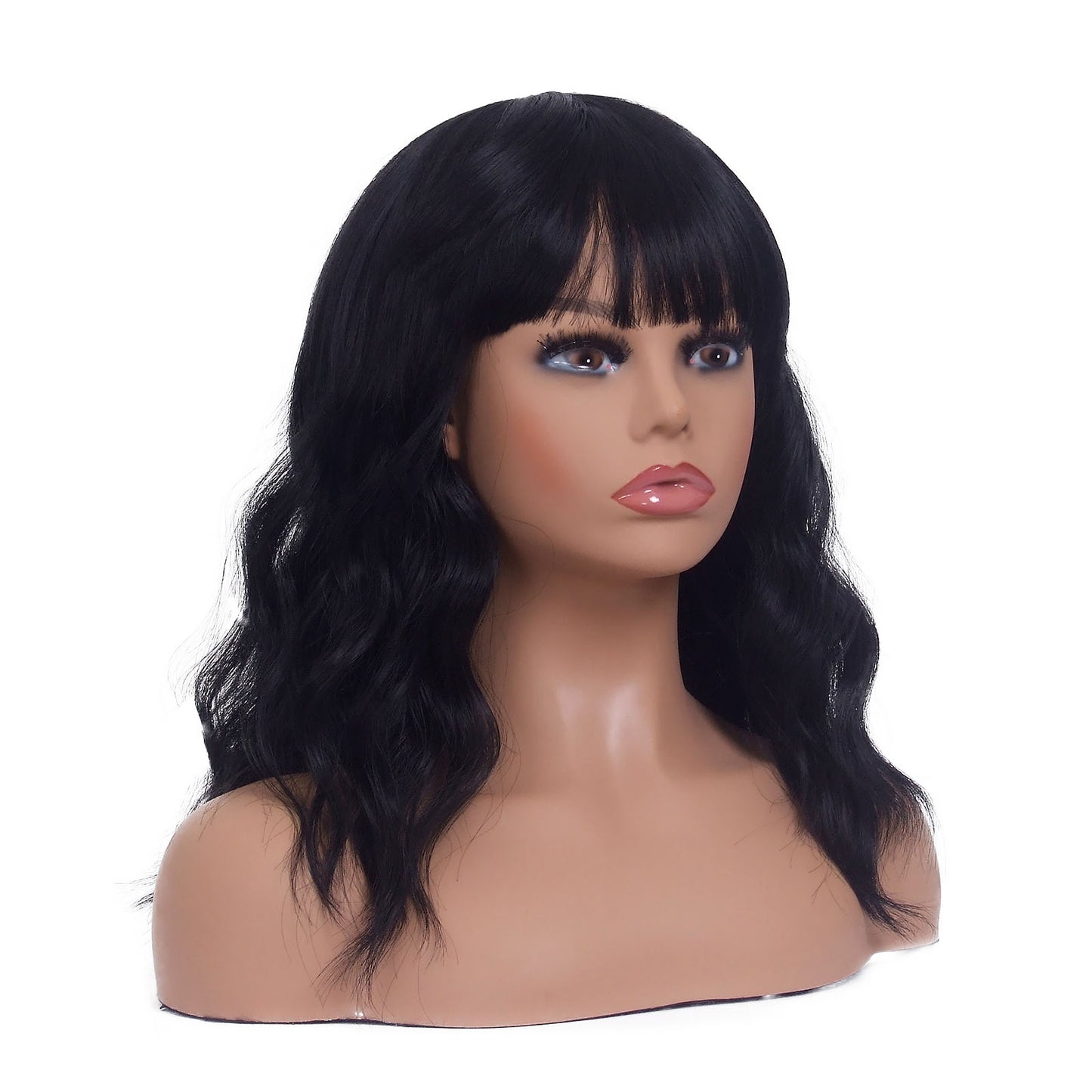 LINGDORA Black Short Curly Wigs Synthetic Hair