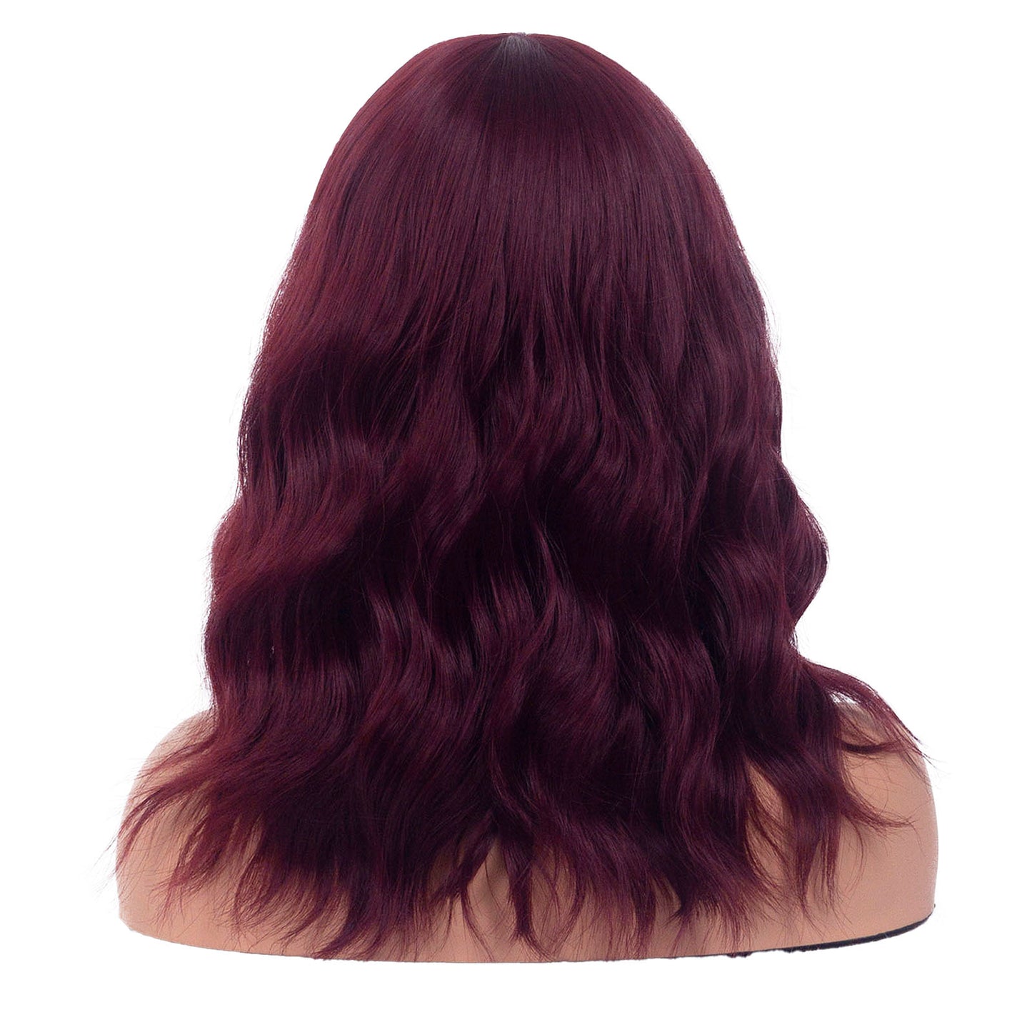 LINGDORA Curly Wine Red Wig with Bangs Cute Short Hair