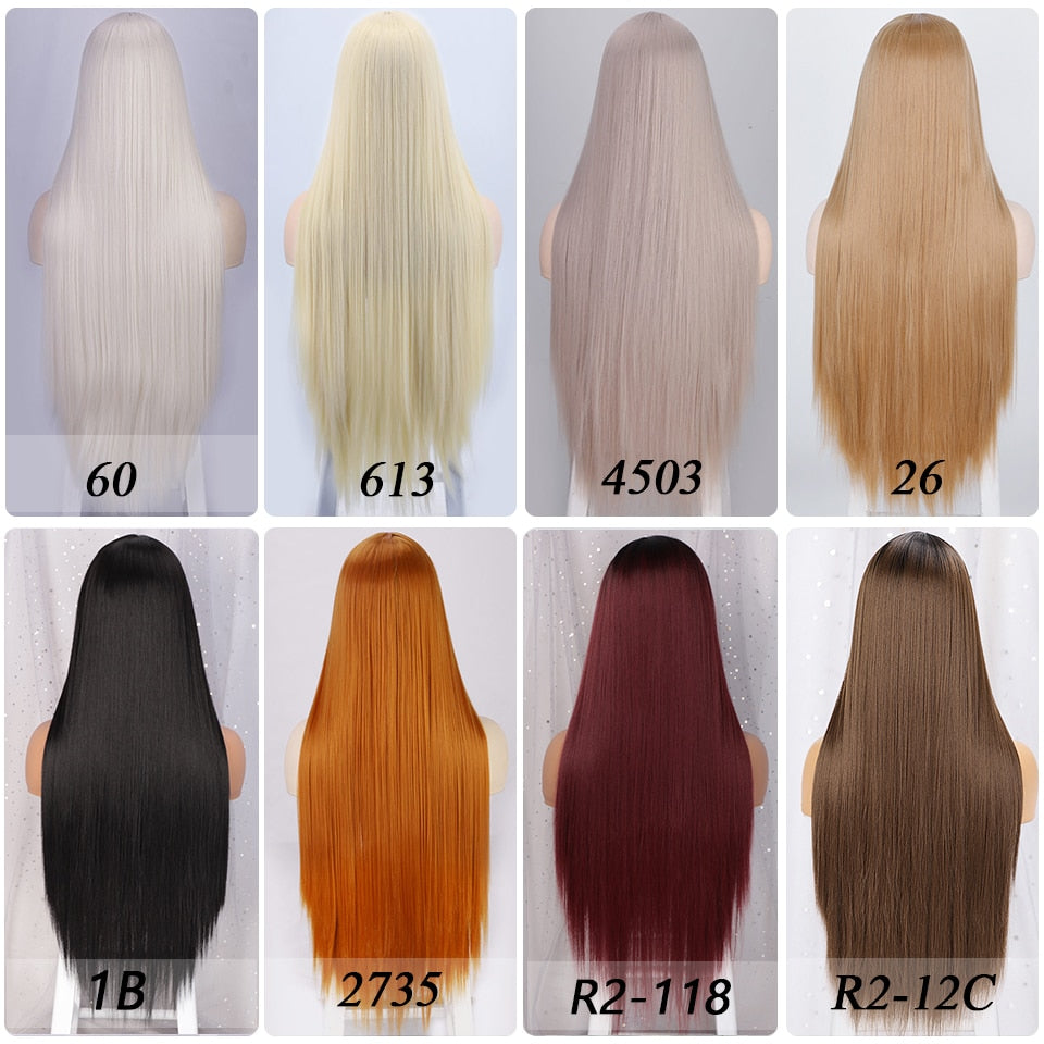 LINGDORA Long Straight Grey Wigs for Women Middle Part Cosplay