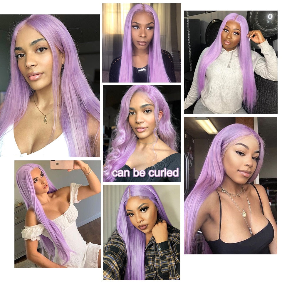 LINGDORA Synthetic Long Straight Purple Wigs for Cosplay Party Halloween