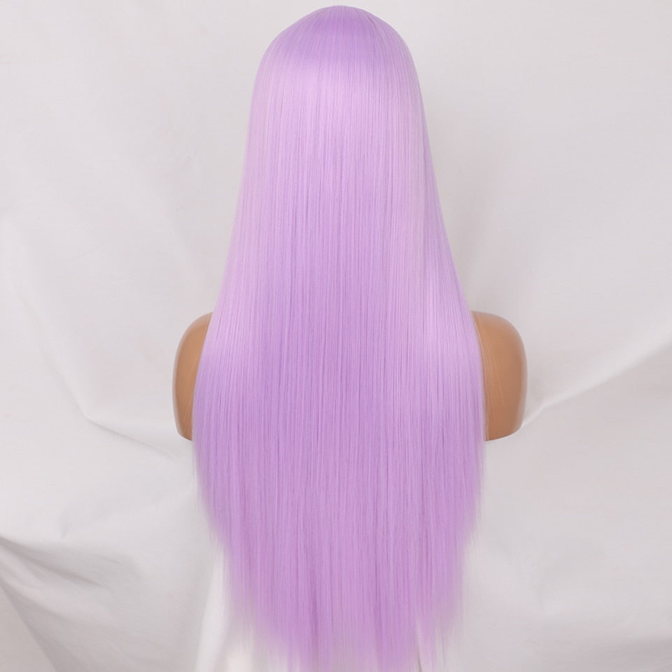 LINGDORA Synthetic Long Straight Purple Wigs for Cosplay Party Halloween