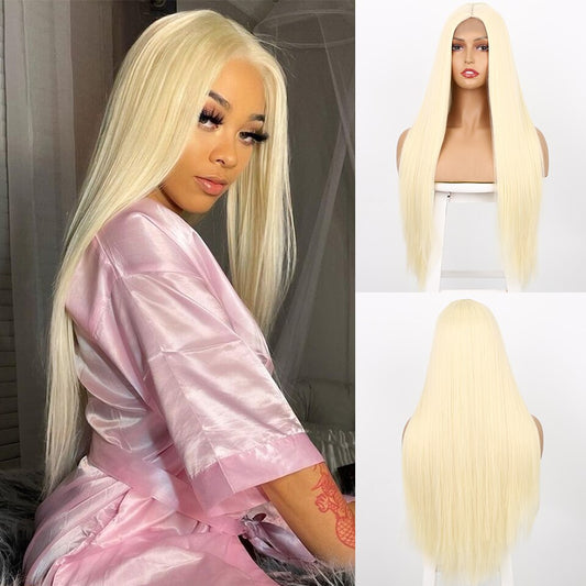 LINGDORA Long Straight 613 Blonde Cosplay Wigs for Black Women Natural Hair